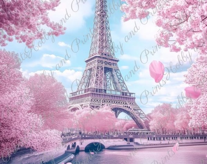 Eiffelturm in Paris mit Kirschblüten