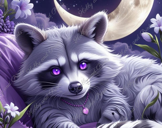 DIY Diamond Painting Full Screen Racoon Fantasy Night Magic Moon Flowers Mysticism China Special Stones