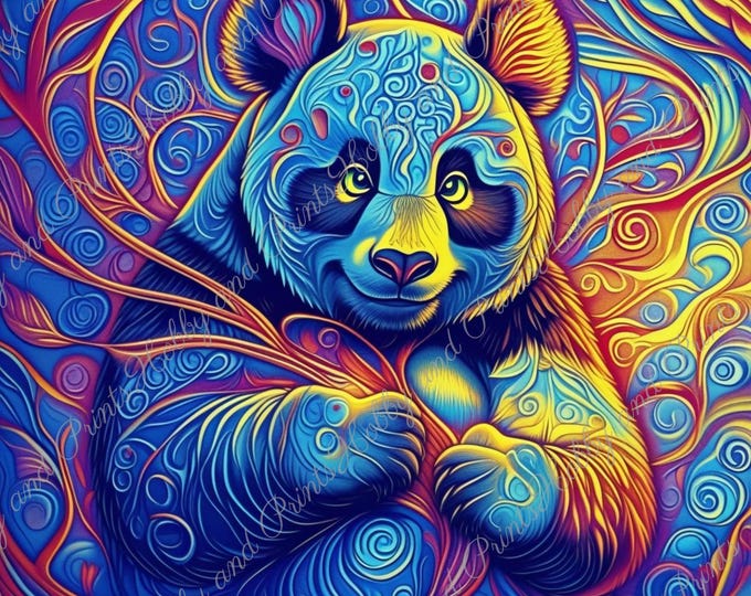 DIY Diamond Painting Full Screen Psychedelic Panda bear Colorful Painting Special Stones Animal Lovers Fantasy Choice Canvas Round & Square