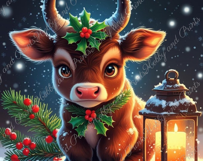 DIY Diamond Painting Full Screen Cow Cattle Calf Christmas Snow Winter Comic Farm Anime Bull Special Stones Choice Canvas Round Square