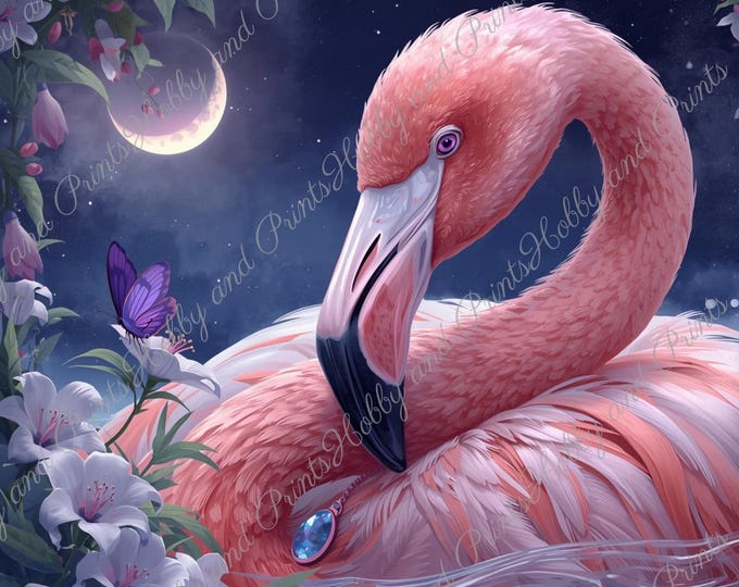 DIY Diamond Painting Full Screen Flamingo Night Moon Magic Flower Meadow Butterflies Purple Eyes Dreamland Round Square special Stones