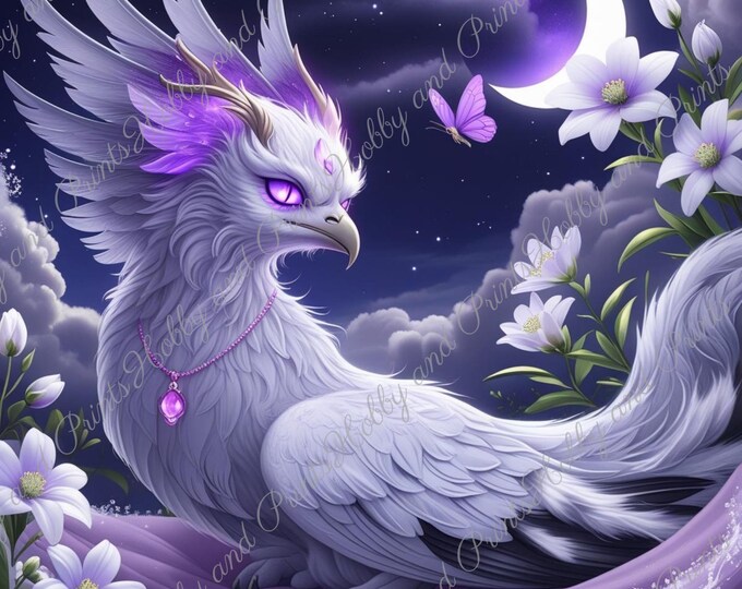 DIY Diamond Painting Full Screen Magical Phoenix Night Moon Flower Meadow Butterflies Purple Eyes Dreamland Round Square Special Stone