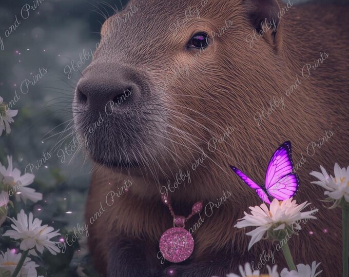 DIY Diamond Painting Full Screen Capybara Night Flowers Dream Magic Fantasy Animal Lovers Capybara Butterfly Mysticism Special Stones