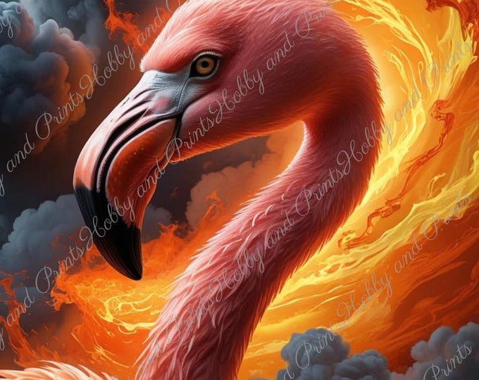 DIY Diamond Painting Full Screen Fire Flamingo Animal Motif Flames Bird Safari Fantasy Comic Special Stones Choice Canvas Round Square