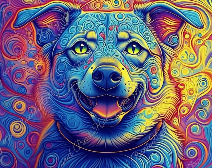 DIY Diamond Painting Full Screen Psychedelic dog Colorful Painting Special Stones Animal Lovers Fantasy Choice Canvas Round & Square