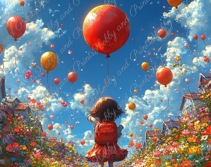 DIY Diamond Painting Full Screen Girl Balloon Childhood Flowers Nature Anime Manga Fantasy Special Stones Choice Canvas Round Square