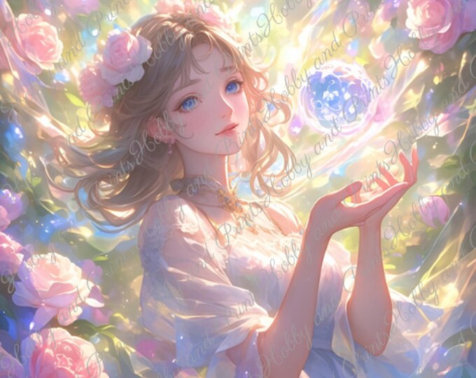 DIY Diamond Painting Full Screen Flower Fairy Light Ball Fantasy Roses Legendary Figure Manga Anime SpecialStones Round Square Choice Canvas