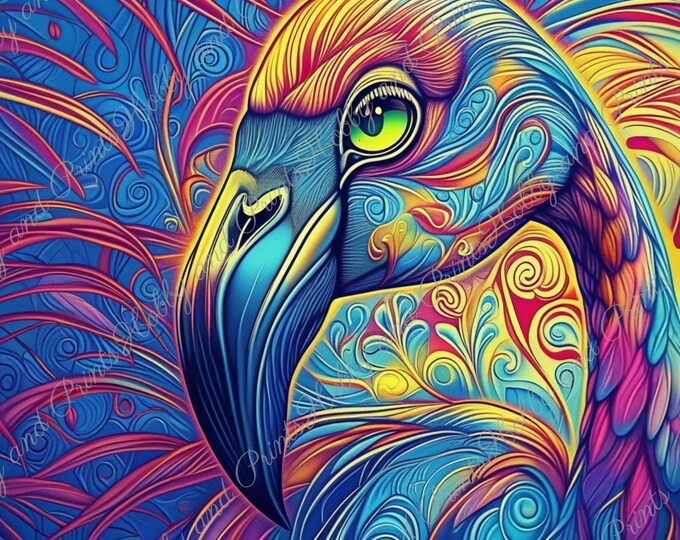 DIY Diamond Painting Full Screen Psychedelic flamingo Colorful Painting Special Stones Animal Lovers Fantasy Choice Canvas Round & Square