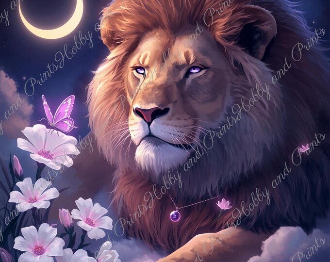 DIY Diamond Painting Full Screen Lion Wildlife Night Moon Flower Meadow Butterflies Purple Eyes Dreamland Round Square Special Stones