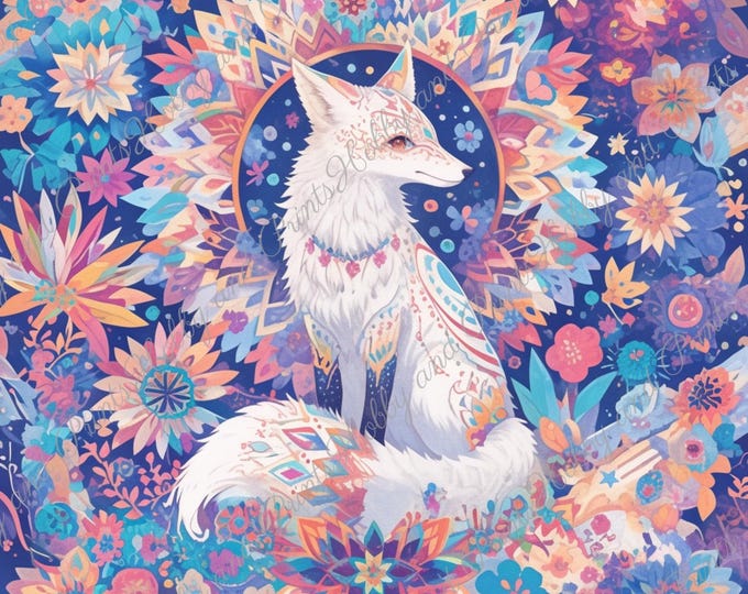 DIY Diamond Painting Full Screen White Fox Spiritual Animal Picture Kawaii Comic Anime Fantasy Special Stones Choice Canvas Round Square