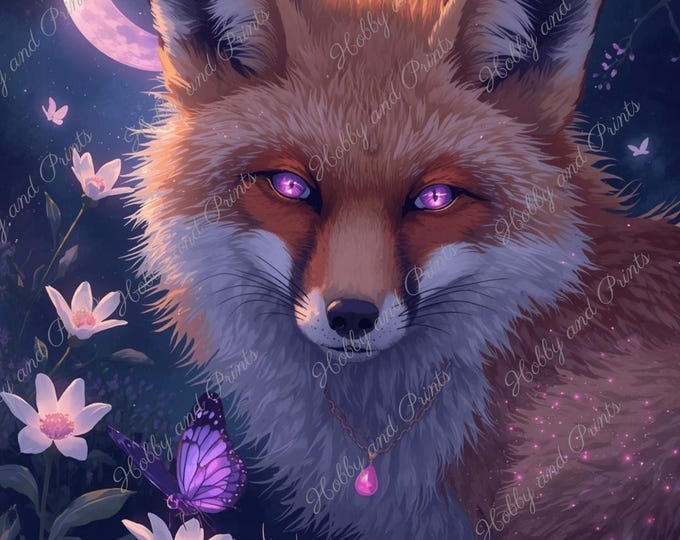 DIY Diamond Painting Full Screen Fox Fantasy Night Magic Moon Flowers Mysticism China Special Stones