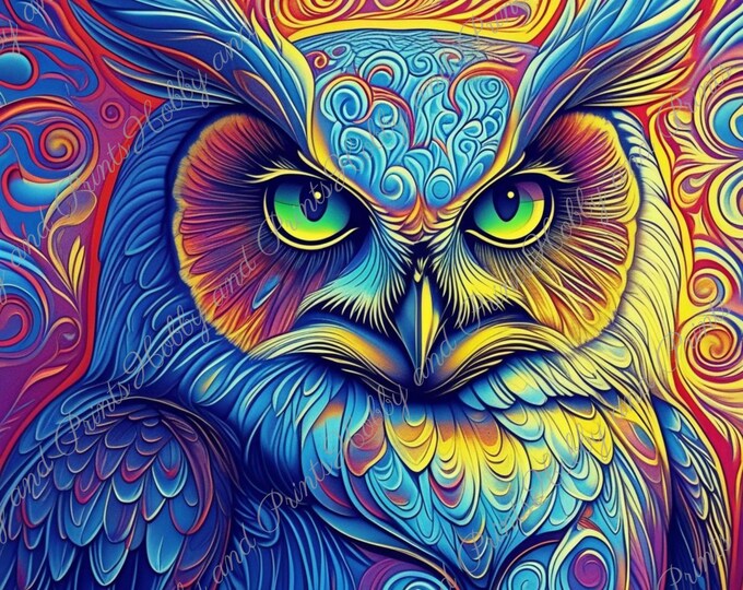 DIY Diamond Painting Full Screen Psychedelic owl uhu Colorful Painting Special Stones Animal Lovers Fantasy Choice Canvas Round & Square
