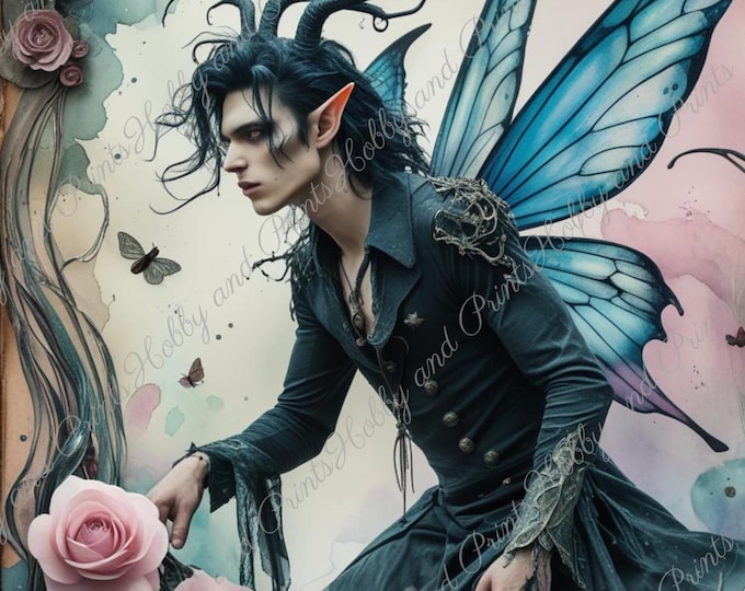 DIY Diamond Painting Full Screen Dark Fairy Mystical Elf Prince Butterfly Wings Fairy Man Legendary Figure Round Square Special Stones