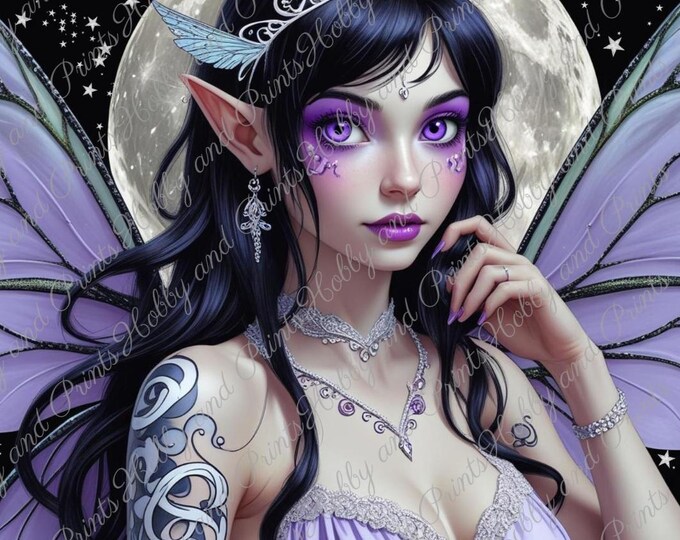 DIY Diamond Painting Full Screen Moon Fairy Night Stars Wings Magic Tattoo Anime Manga Legendary Special Stones Choice Canvas Round Square