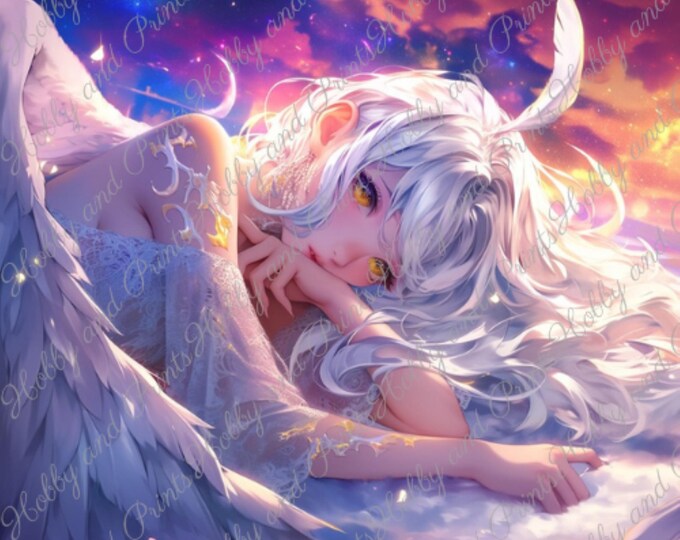 DIY Diamond Painting White Angel Night Clouds | Dreamlike Fantasy Manga Comic Anime Special Stones Choice Canvas Round Square