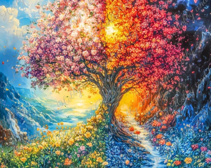 DIY Diamond Painting Full Screen Seasons Tree Nature Landscape Winter Autumn Summer Spring Special Stones Choice Canvas Round Square