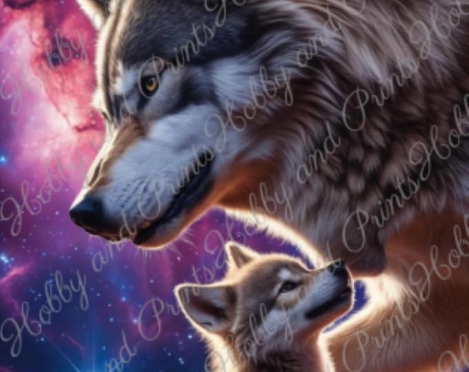 DIY Diamond Painting Full Screen Wolf Father Puppy Young Son Relationship Family Universe Galaxy Animal Round Square Special Stones