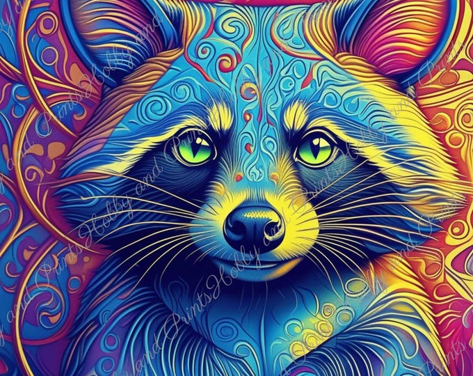 DIY Diamond Painting Full Screen Psychedelic racoon Colorful Painting Special Stones Animal Lovers Fantasy Choice Canvas Round & Square
