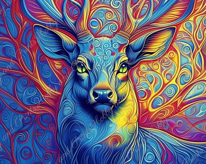 DIY Diamond Painting Full Screen Psychedelic deer Colorful Painting Special Stones Animal Lovers Fantasy Choice Canvas Round & Square