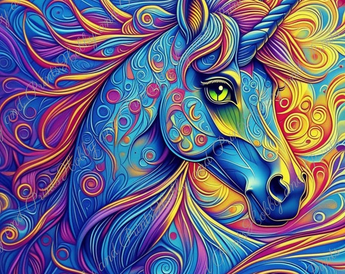 DIY Diamond Painting Full Screen Psychedelic unicorn Colorful Painting Special Stones Animal Lovers Fantasy Choice Canvas Round & Square