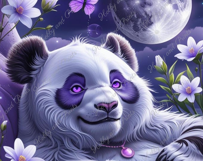 DIY Diamond Painting Full Screen Panda bear Fantasy Night Magic Moon Flowers Mysticism China Special Stones