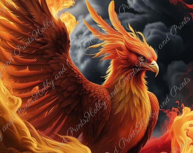 DIY Diamond Painting Full Screen Fire Phoenix Majesty Flames Bird Legendary Figure Special Stones Fantasy Choice Canvas Round Square