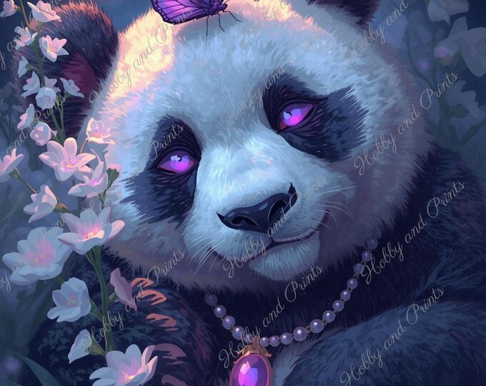 fantasievoller Pandabär bei Nacht