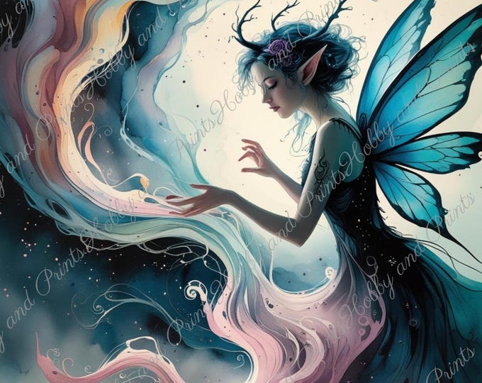 DIY Diamond Painting Full Screen Night Fairy Magic Fantasy Elf Swirl Horns Light Legendary Figure Choice Canvas Round Square