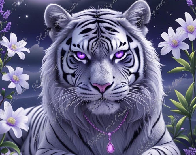 DIY Diamond Painting Full Screen Tiger Fantasy Night Magic Moon Flowers Mysticism China Special Stones