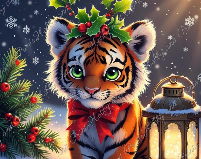 DIY Diamond Painting Full Screen Tiger Christmas Snow Winter Wildlife Serengeti Special Diamonds Choice Canvas Round Square