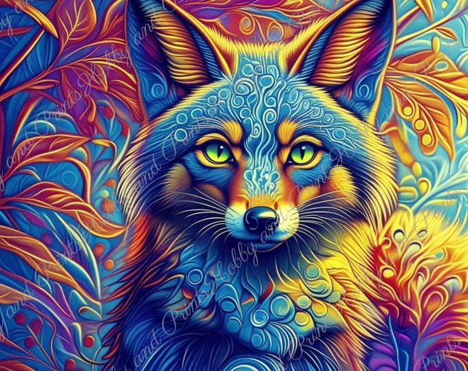 DIY Diamond Painting Full Screen Psychedelic fox Colorful Painting Special Stones Animal Lovers Fantasy Choice Canvas Round & Square