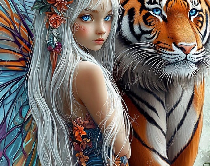 zauberhafte Elfe mit Tiger