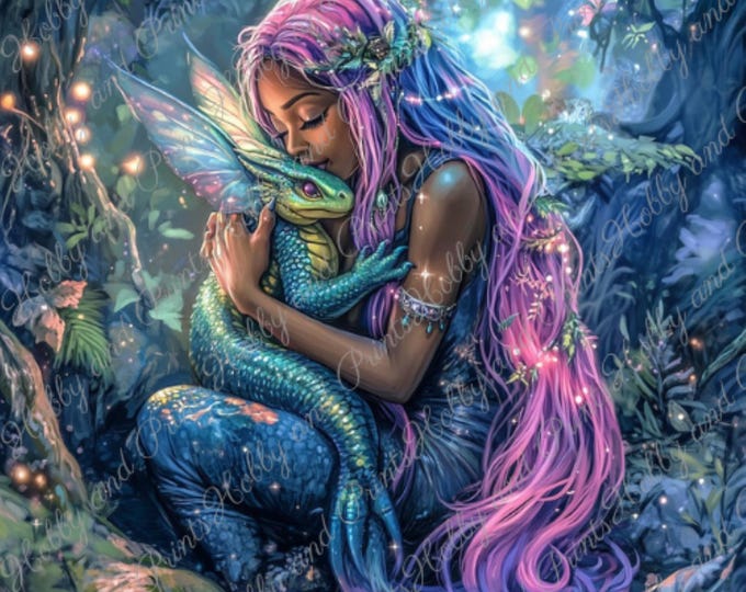 DIY Diamond Painting Full Screen Mermaid Purple Water Dragon Magic Night Special Stones Round Square Legendary Figure Choice Canvas