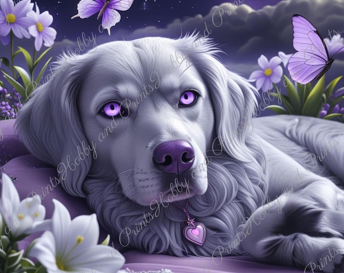 DIY Diamond Painting Full Screen Dog Labrador Night Moon Flower Meadow Butterflies Purple Eyes Dreamland Round Square Special Stones
