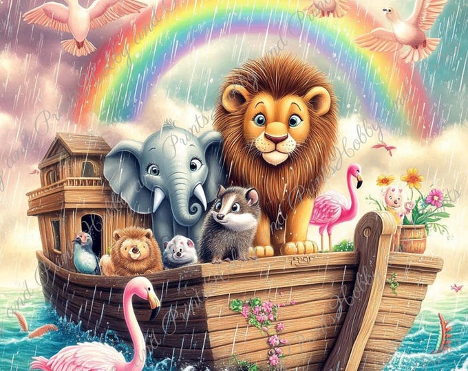 DIY Diamond Painting Full Screen Noah's Ark Animals Rainbow Boat Wildlife Elephant SpecialStones Lion Flamingo Choice Canvas Round Square