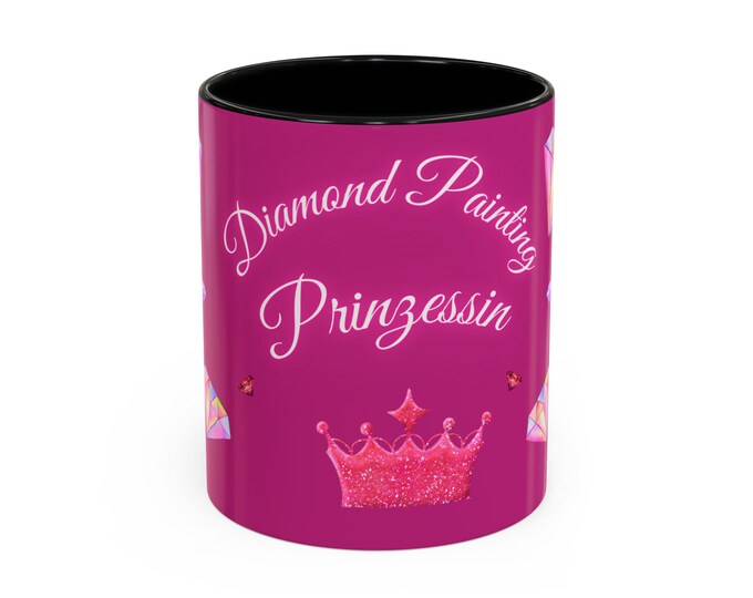 Coffee cup Diamond Painting Princess dark pink (330ml)