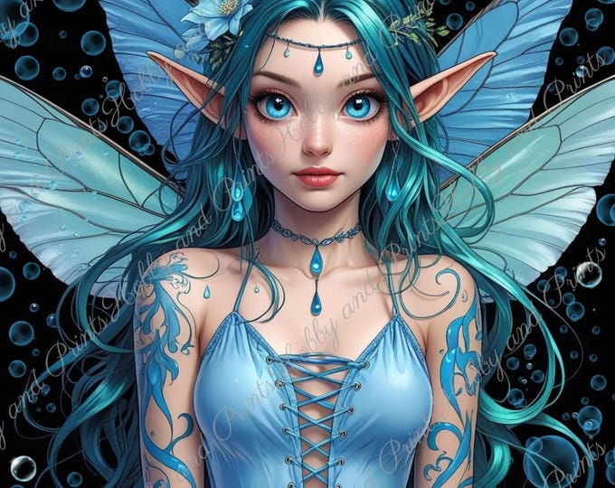 DIY Diamond Painting Full Screen Blue Elf Wings Fantasy Elves Water Anima Manga Legendary Figure Special Stones Choice Canvas Round Square