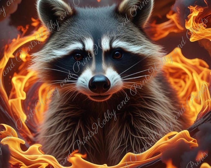 DIY Diamond Painting Full Screen Raccoon Fire Flames Inferno Mysticism Special Stones Wild Animals Bear Lovers Choice Canvas Round Square