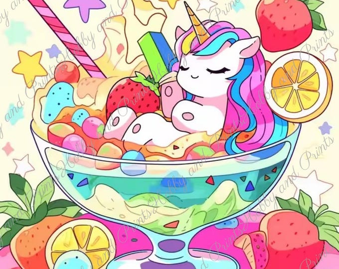 DIY Diamond Painting Full Screen Kawaii Unicorn Ice Cream Sundae Sweets Legendary Character Comic SpecialDiamonds Choice Canvas Round Square