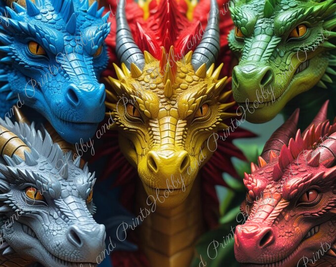 DIY Diamond Painting Full Screen Dragon Heads Elements China Mythology Fantasy Special Stones Legendary Figure Choice Canvas Round Square