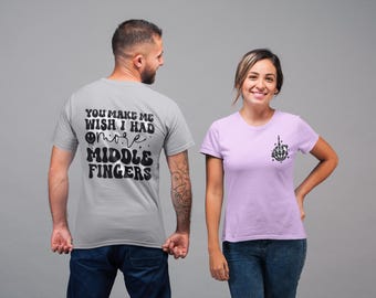 Sarcasm Middle Finger Graphic T-Shirt, Funny Unisex Heavy Cotton Tee