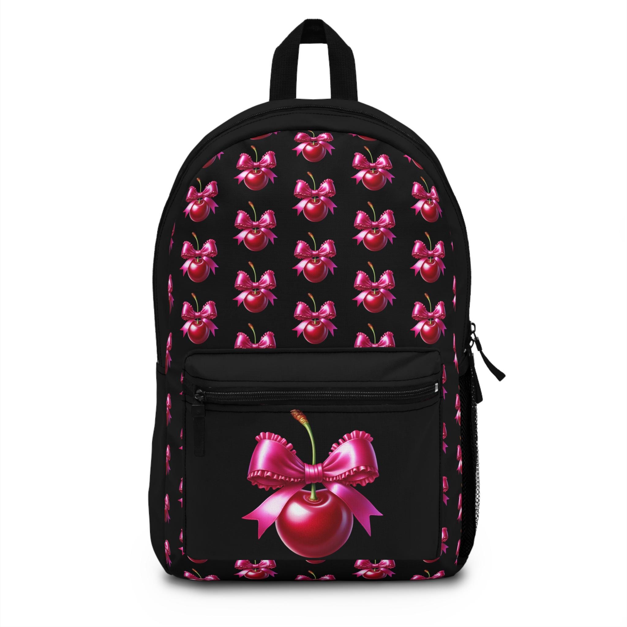 1436 Red Hearts Cherry Stylish Backpack With Adjustable Padded Shoulder Novelty Cherries Backpack | Eco-Friendly, Water-Repellent  main image 3