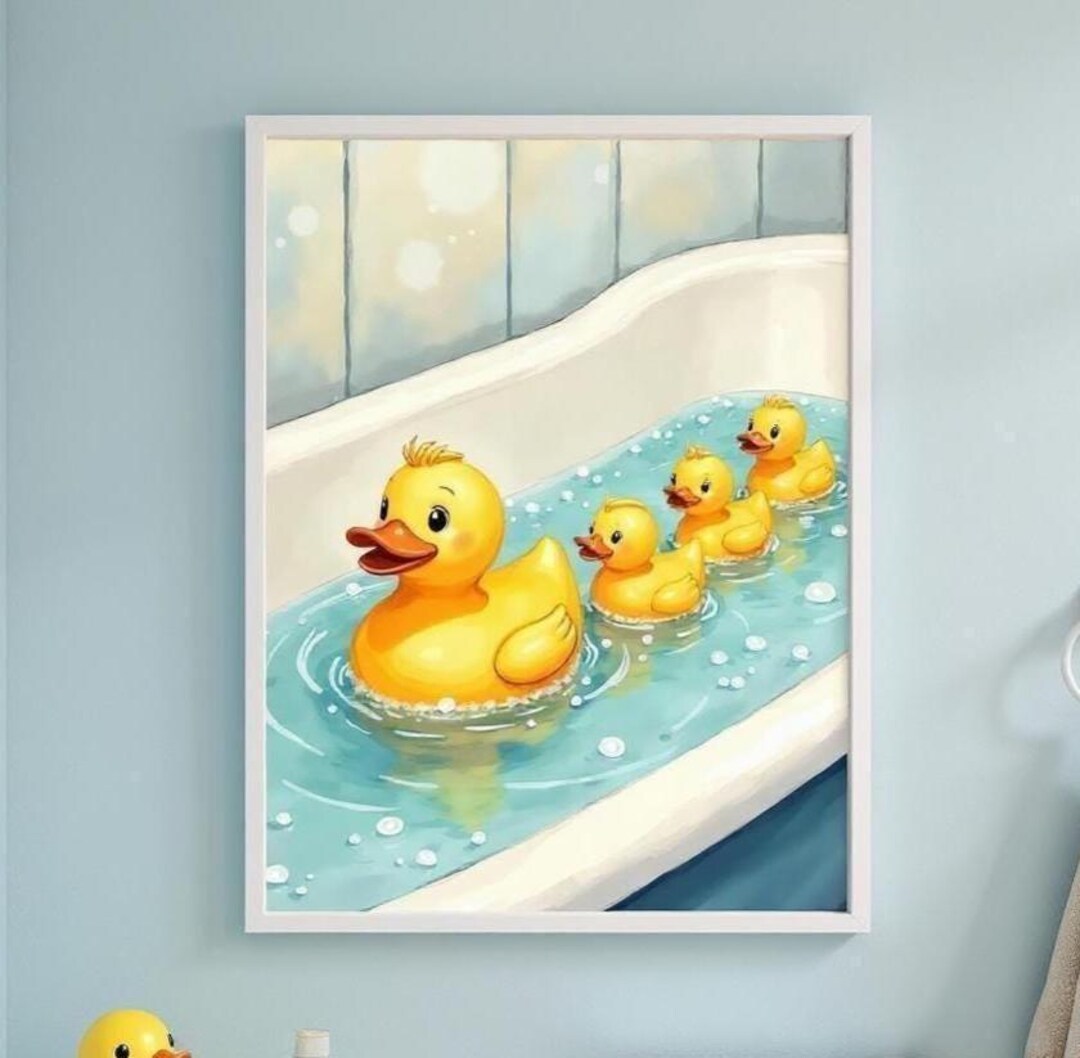 Rubber Ducks in a Row – Cute Bathroom or Nursery Wall Art - Etsy
