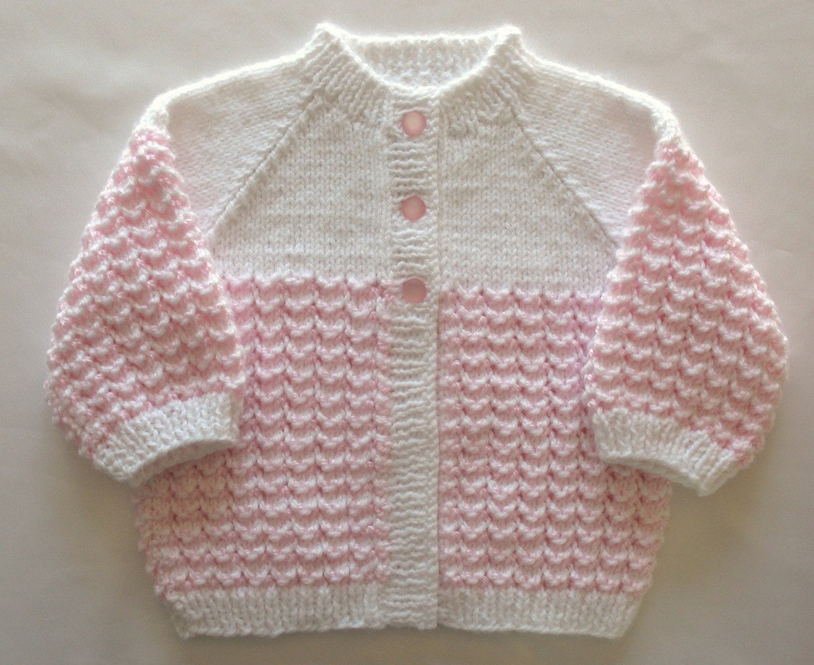 Pink Baby Sweater Set Girl Handmade Knit Etsy
