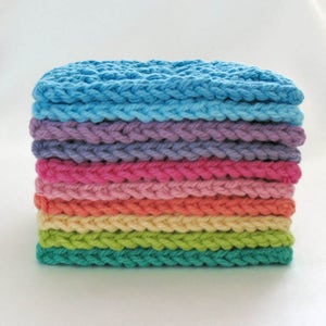 Large Face Scrubbies 4 inch Square Cotton Facial Pads, Knit Washcloths, Set of 10 Bright Colors image 5