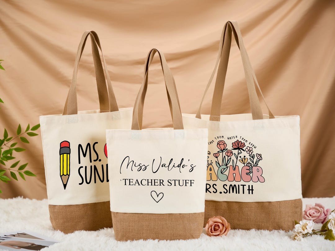 Personalized Teacher Canvas Tote Bag,teacher Name Bag,tote Bag for ...