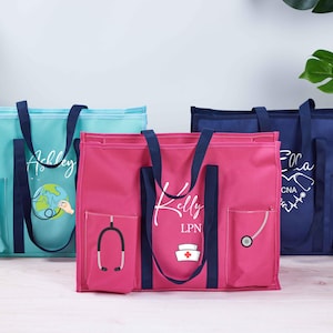 Sac multi-poches personnalisé pour infirmière, sac de travail pour infirmière, fourre-tout médical, sac de voyage pour infirmière scolaire, Journée nationale de l'infirmière, cadeau médecin, cadeaux pour infirmières