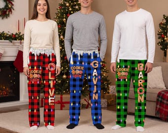 Personalized The Cookie Crew Lounge Pants,Custom Name Christmas Pajama Pants,Family Matching Christmas Pants,Cozy Christmas Eve Gift