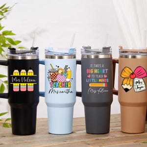 Custom Teachers Tumbler,Personalized 40oz Teacher Tumbler with Handle,Tumbler Gift for Teacher,Back to School Gift,Custom Gift for Teacher