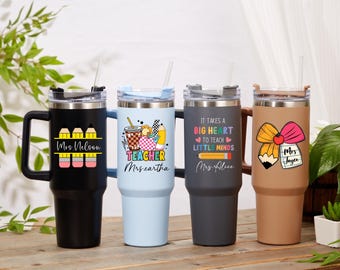 Custom Teachers Tumbler,Personalized 40oz Teacher Tumbler with Handle,Tumbler Gift for Teacher,Back to School Gift,Custom Gift for Teacher